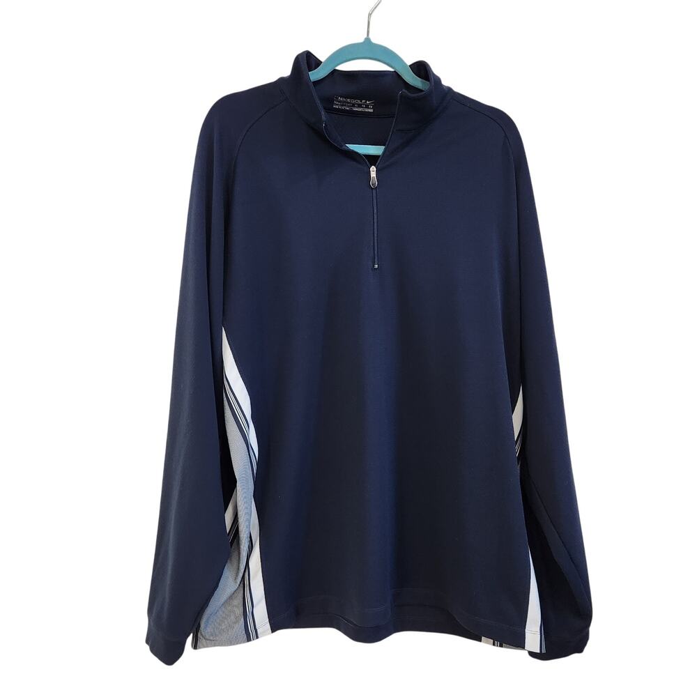 Nike Golf Dri Fit Stripes Long Sleeve Sweatshirt Pullover Activewear Blue Sz XL
